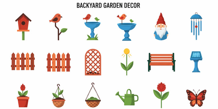 Garden decor and accessories set.