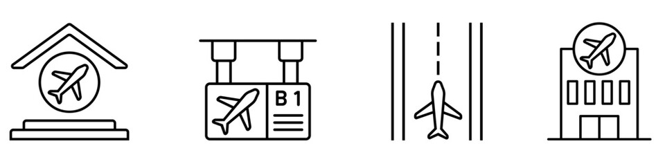 Airport icon vector set. Air terminal Illustration sign collection. Aviation symbol or logo.