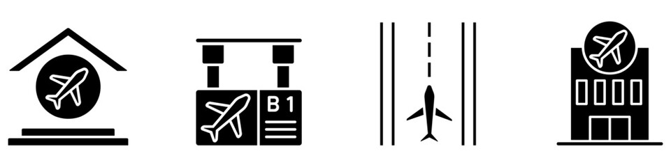 Airport icon vector set. Air terminal Illustration sign collection. Aviation symbol or logo. © Denys