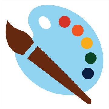 Palette With Paints And Brushes Isolated On White Background For Art Isolated Vector Illustration On White Background