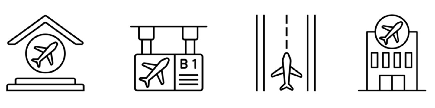 Airport icon vector set. Air terminal Illustration sign collection. Aviation symbol or logo.