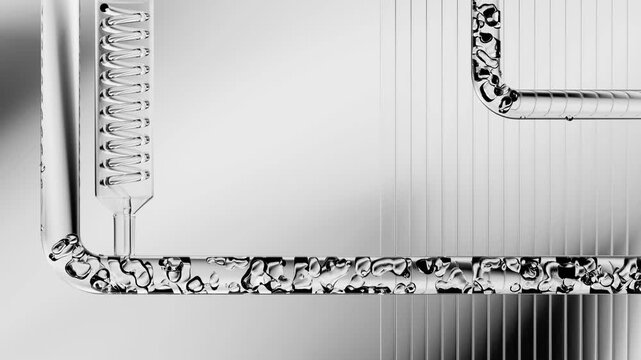 Transparent Liquid Tubes Frame with Bubbles and Copy Space for Skincare Ads