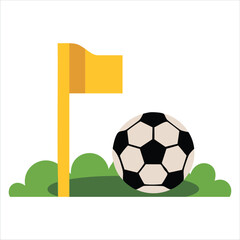 Football Clip Art Illustration in Cartoon Style with Corner Flag isolated vector illustration on white background © azzedine