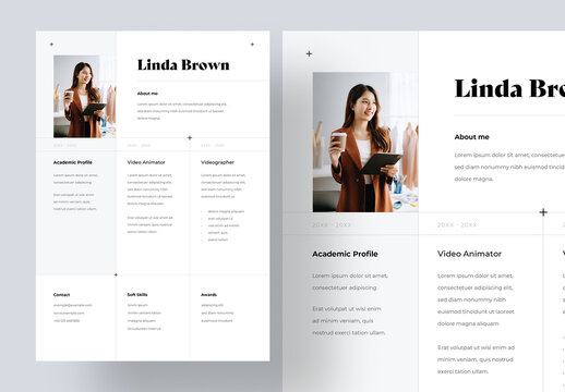 Minimal Resume Layout with 3 Column Design