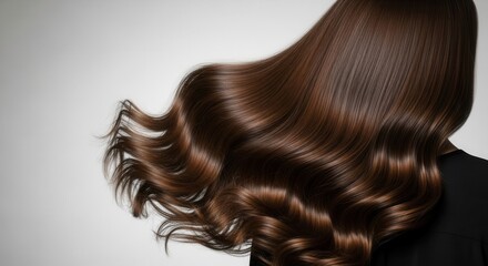 Fototapeta premium Healthy Shiny Brown Wavy Hair Flowing Isolated