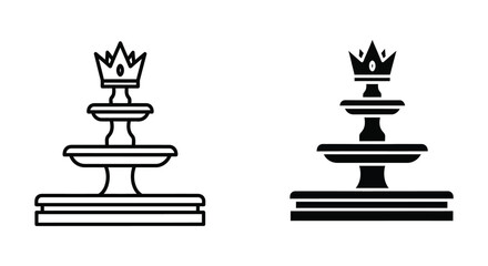 Fototapeta premium Set of fountain icons with crown on top