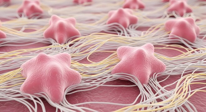 Microscopic view of t cells with receptors engaging with antigen presenting cells in the immune response process