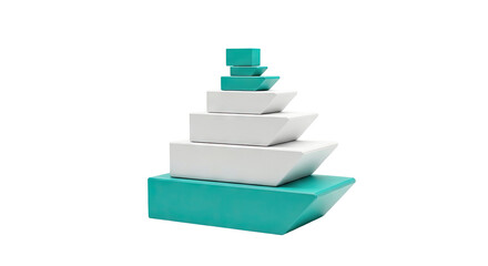 Fototapeta premium Stacked geometric blocks in teal and white