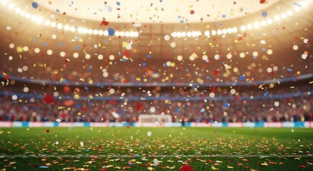 A soccer stadium with confetti falling on the field And, World Cup 2026, World Cup, FIFA World Cup 2026, Football 2026, World Cup Football 2026