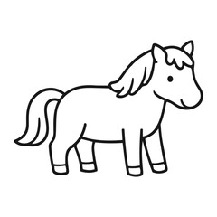 Fototapeta premium Farm Animal Doodle Icon - Horse Hand-Drawn Illustration