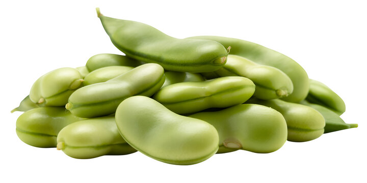 Pile of green fava beans green beans food isolated on a transparent background