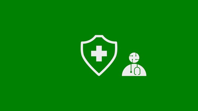 AI (Artificial Intelligence) in Healthcare and Medical concept - minimal motion graphics clip with Green Background, Seamless Looping, foreground color 7.5% gray