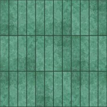 Seamless pattern. Emerald green tile wall and floor texture. Vertical tiles. Tileable background. 