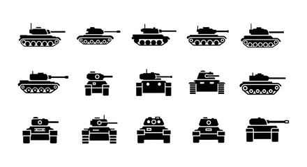 Military Tank Icons Set Silhouette © Ahda