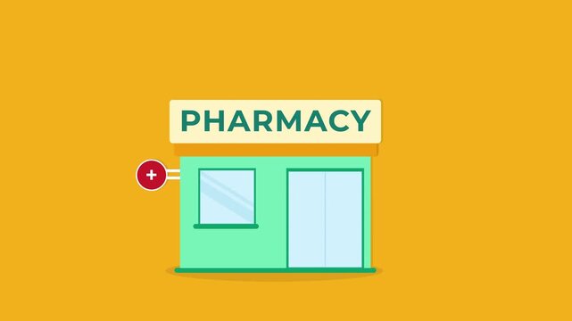 Pharmacy with medical sign. Healthcare shop