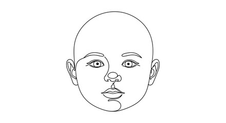 Obraz premium Minimalist Line Art Baby Face Outline Drawing