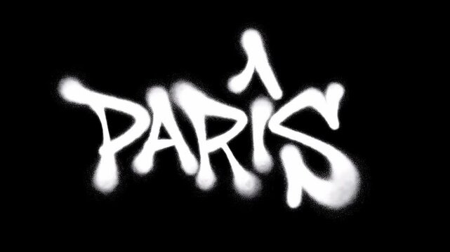 Paris Street Art Motion Animation in 4K Featuring Graffiti Tag Spray Paint on Urban City Wall with Realistic Aerosol Drips and French Vandal Aesthetic.