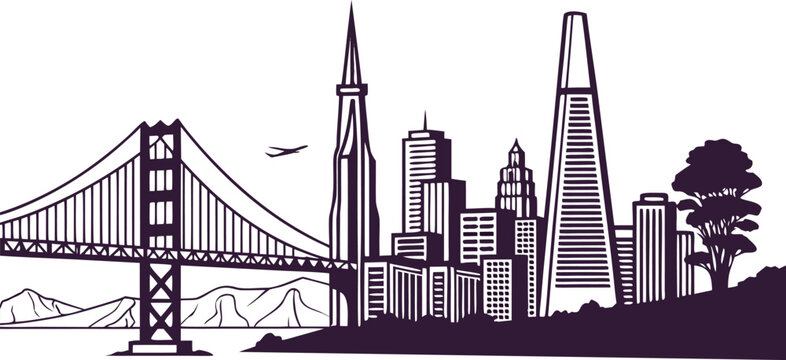 San Francisco Skyline with Bridge &ndash; Minimalist Design