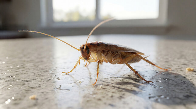 Close-up of German Cockroach Infestation on Kitchen Countertop