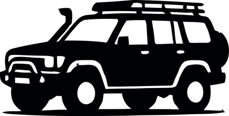 Black Off-Road SUV Silhouette - Minimalist 4x4 Adventure Vehicle Vector for Travel and Outdoor Design © ALI