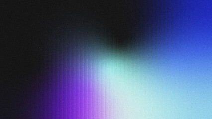 Obraz premium Grainy abstract gradient background with vertical glass grooves, featuring a smooth blend of deep purple, cyan, and blue hues on a dark base, ideal for modern design and digital projects.