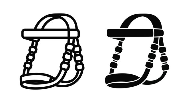 Orthodontic headgear icon set, dental appliance for teeth alignment and jaw correction, vector illustration