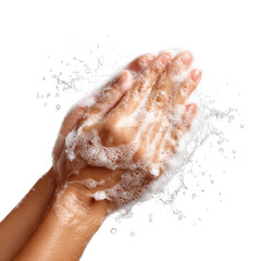 Fototapeta premium Hands Washing with Soap Suds isolated on transparent background