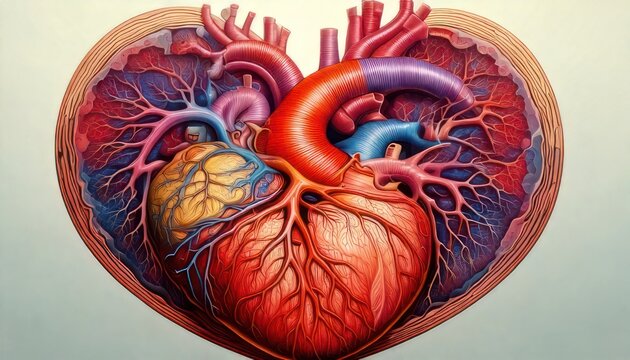 Heart Anatomy Illustration - A Detailed Look at Cardiovascular System.