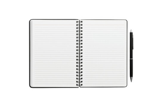 Open spiral notebook with blank lined pages