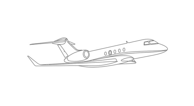 Modern Private Jet Aircraft Outline - Side View