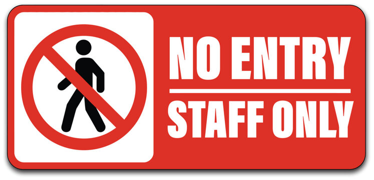 Staff only no entry sign illustration, restricted access symbol for workplace areas, safety compliance, and employee only zones.