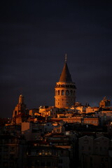 Fototapeta premium Images of the historic Galata Tower located in Istanbul, Türkiye. 
