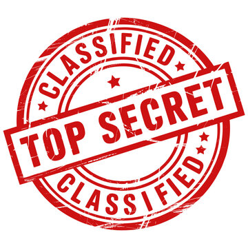 Classified top secret stamp red grunge rubber seal confidential document label design