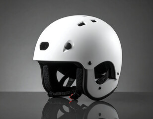 Fototapeta premium Essential white protective sports helmet for a range of winter outdoor activities, ensuring optimal safety and head protection for active lifestyles and challenging sports pursuits