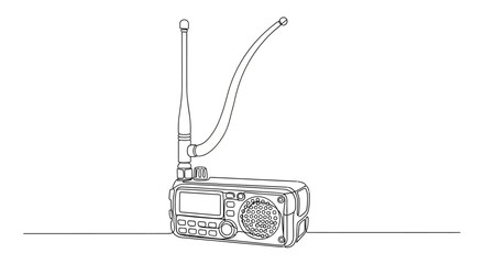 Fototapeta premium Vintage Radio Receiver with Antenna, Line Art Drawing