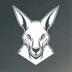 Fototapeta premium Kangaroo Head Illustration Powerful Animal Mascot Logo Design on Dark Background