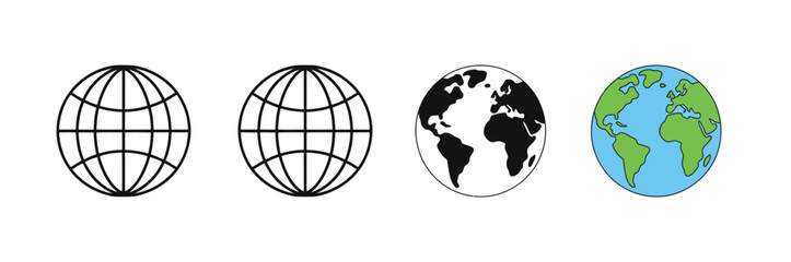 Fototapeta premium Globe Line Icons Editable Map Navigation Symbol Vector