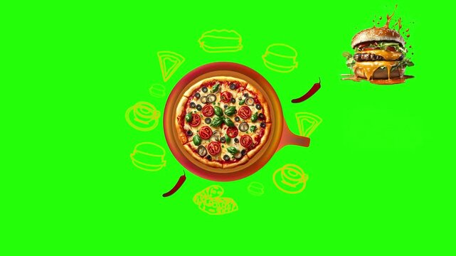 green screen pizza and burger animation