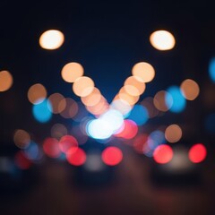 Fototapeta premium Soft focus bokeh lights illuminate a dark background, suggesting distant, unknown activity and anonymous movement in a busy metropolitan environment, anonymous, backdrop, colorful