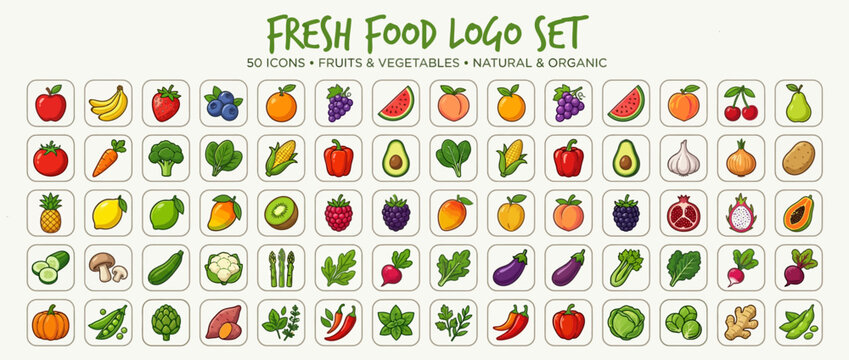 Fresh food logo set collection icons.