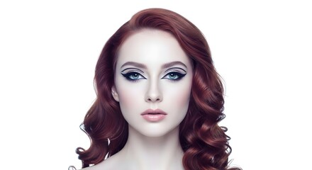 Fototapeta premium Beautiful Woman with Dramatic Makeup and Red Hair