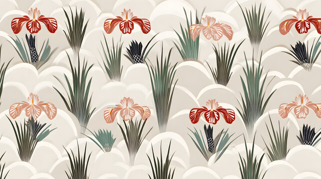 Colorful iris flower pattern design background