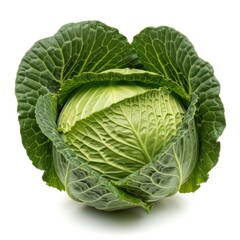 Fototapeta premium Fresh green cabbage with tightly packed leaves and vibrant color