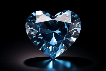 Fototapeta premium blue diamond crystal in shape of heart