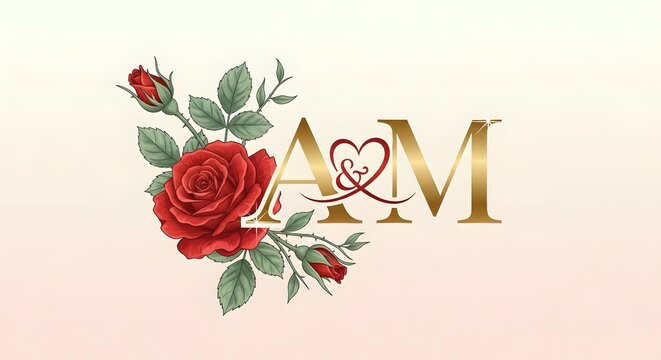 Elegant Gold Amp Rose Logo with Red Rose