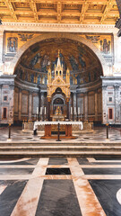 High Altar and Gothic Ciborium in Basilica of Saint Paul Outside the Walls Rome © Markiian Pankiv