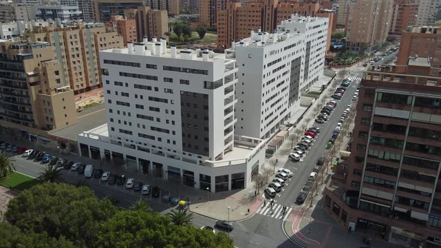 Aerial view of Les Naus, the housing development at the center of the controversy over the allocation of homes. Alicante, Spain.
