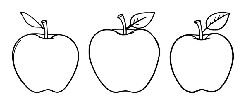 Apple fruit healthy icon set with minimalist line art and flat colors featuring apple, fruit, icon with line art and flat colors