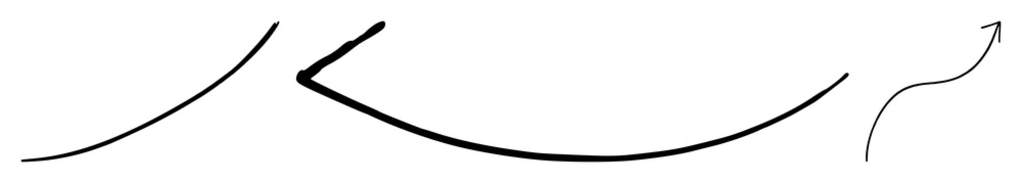 Curved arrow return set with flowing curved lines and directional arrows featuring arrow, return, motion, graphic, illustration with navigation and signage