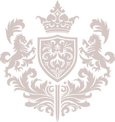 Fototapeta premium A flat, monochrome ornamental composition in a Gothic, knightly style. Ideal for vintage-themed designs. Digital illustration. 